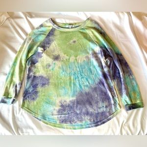 Chic Soul Curved Hem Slouchy Dolman Tunic, Tie Dye Purple